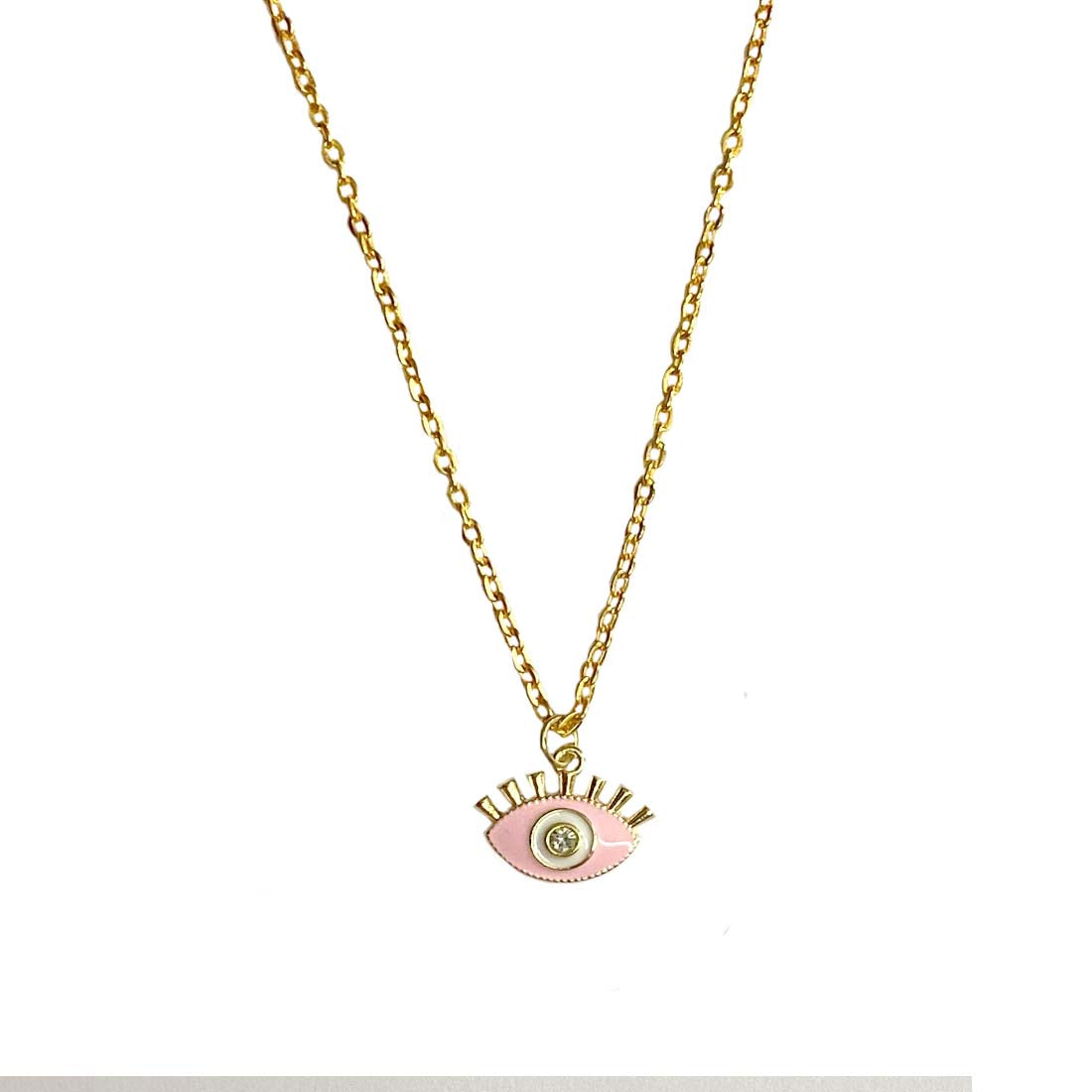 Pink Evil Eye Pendant Charm Necklace