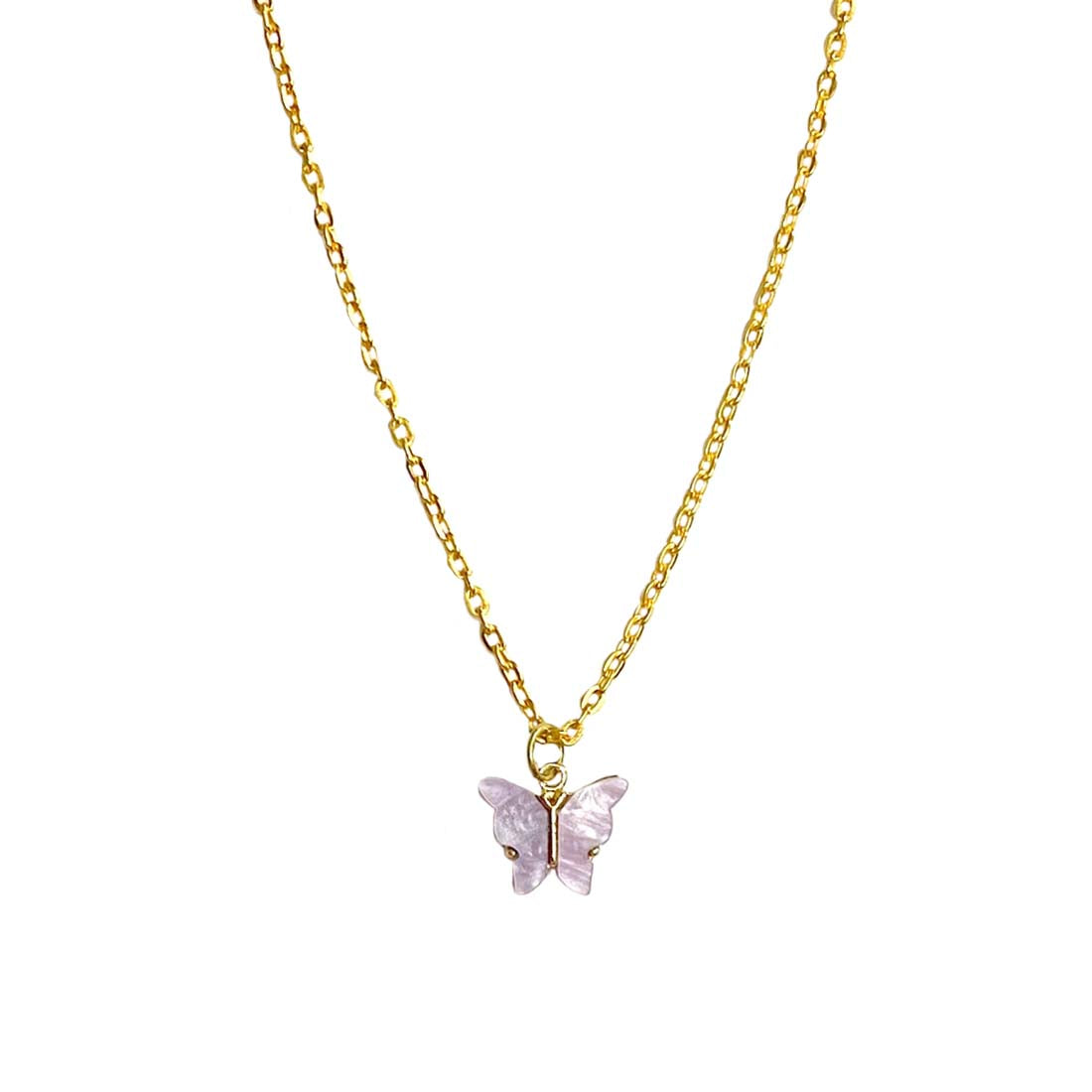 Purple Butterfly Pendant Charm Necklace