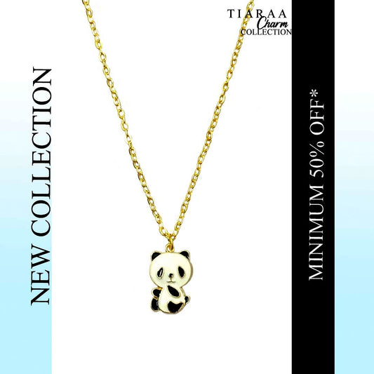 Black & White Panda Golden Charm Necklace