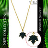 Black Leaf Pendant Charm Necklace
