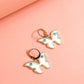 White  Butterfly Evil Eye Drop Golden Earrings