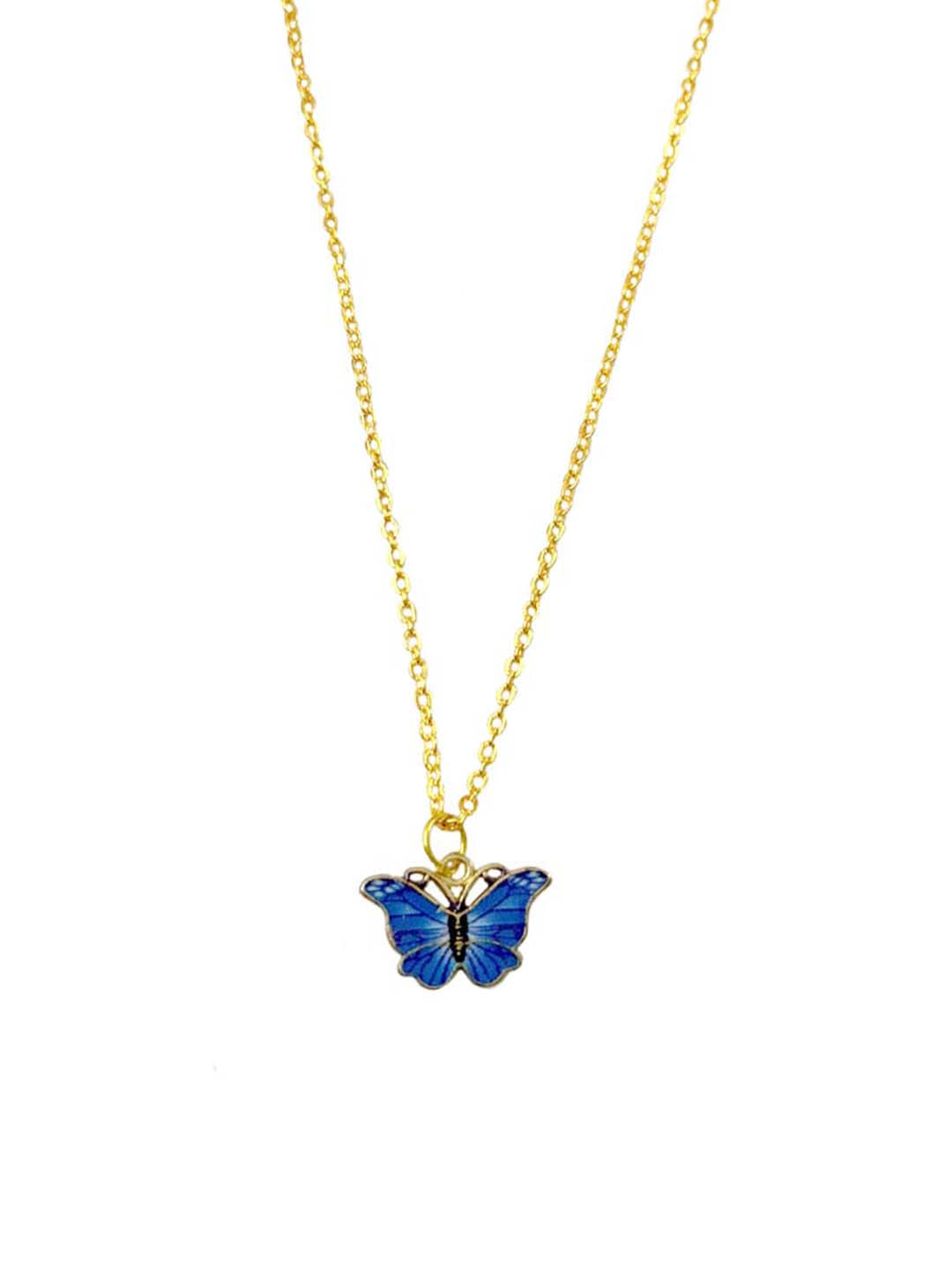 Blue Butterfly Charm Pendant Set