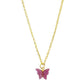 Magenta Butterfly Pendant Charm Necklace Set