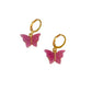 Magenta Butterfly Pendant Charm Necklace Set