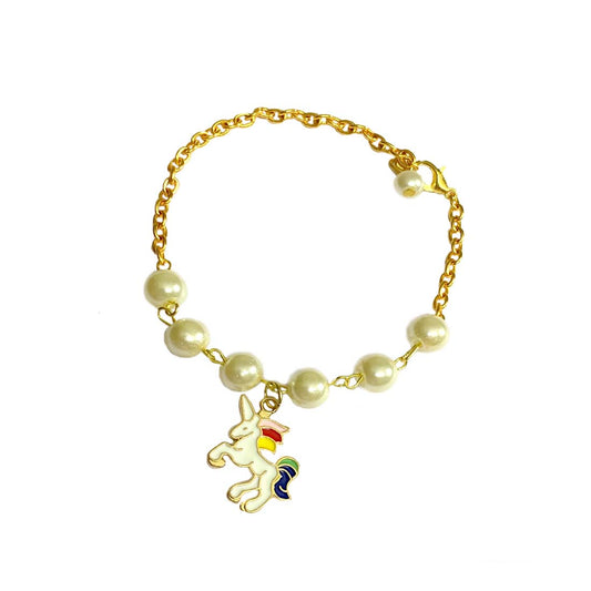 Unicorn Imitation Pearl Charm Bracelet