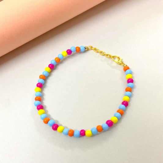 Multicolor Beads Golden Bracelet