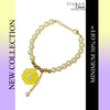 Yellow Daisy Imitation Pearl Charm Bracelet