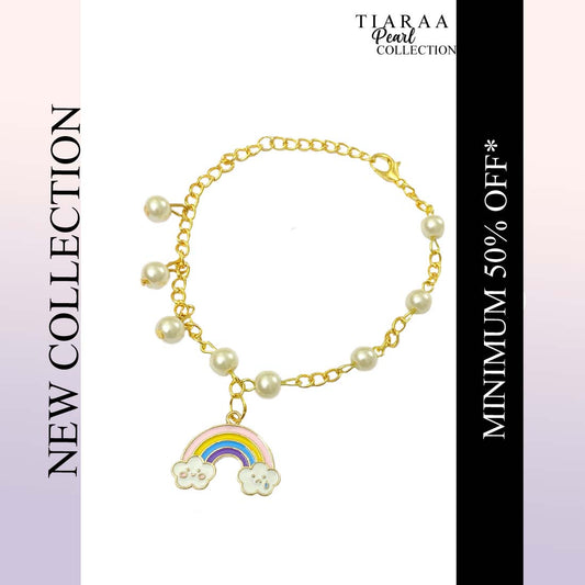 Multicolor Rainbow Imitation Pearl Charm Bracelet