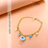 White Evil Eye Stone Golden Charm Bracelet