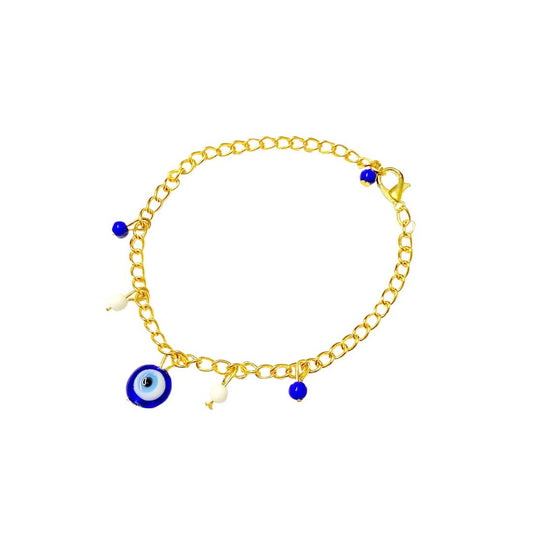 Blue Evil Eye Stone Golden Charm Bracelet