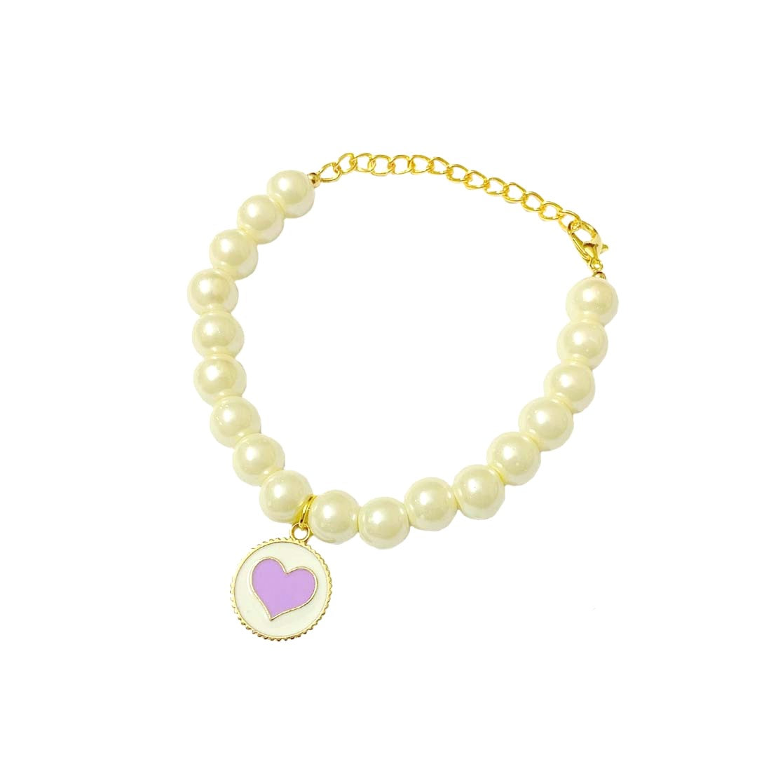 Purple Heart Pearl Charm Bracelet