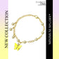 Yellow Butterfly Pearl Charm Bracelet