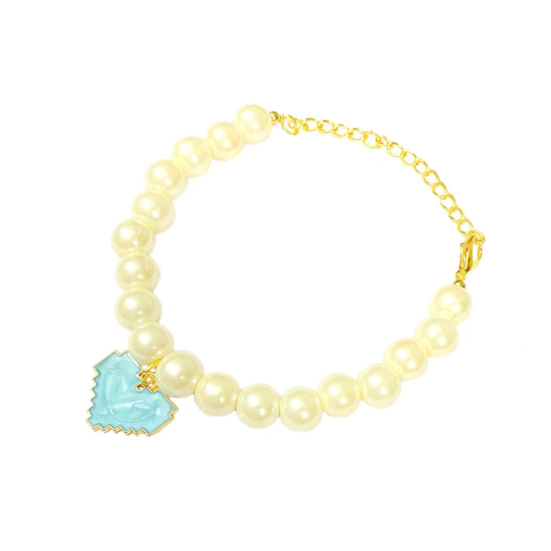 Blue Heart Pearl Charm Bracelet