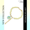 Blue Daisy  Crystal Pearl Charm Bracelet