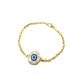 White Blue Evil Eye Golden Chain Charm Bracelet
