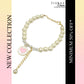 Pink Heart Crystal Pearl Charm Bracelet