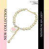 Pink Heart Crystal Pearl Charm Bracelet