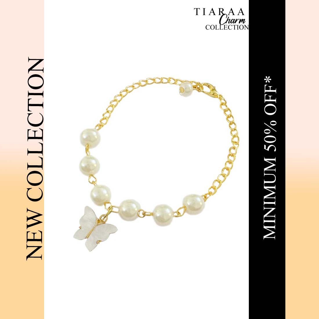 White Butterfly Chain Pearl Bracelet