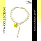 Yellow Butterfly Crystal Pearl Charm Bracelet