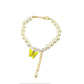 Yellow Butterfly Crystal Pearl Charm Bracelet