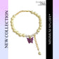 Purple Butterfly Crystal Pearl Charm Bracelet