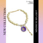 Purple Daisy Crystal Pearl Charm Bracelet