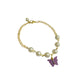 Purple Butterfly Imitation Pearl Charm Bracelet