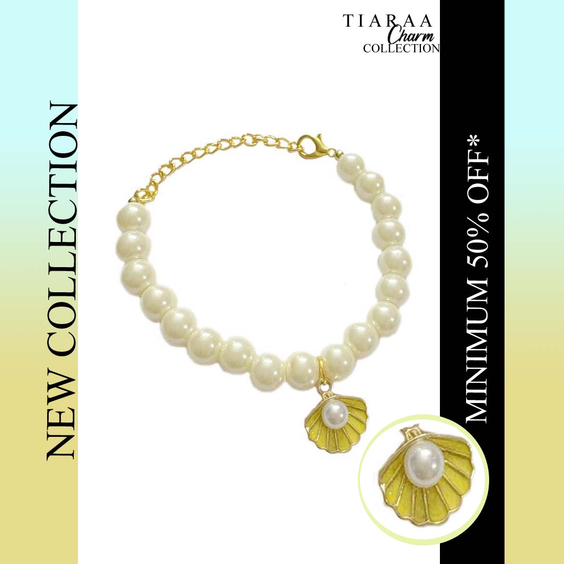 Yellow Shell Pearl Charm Bracelet