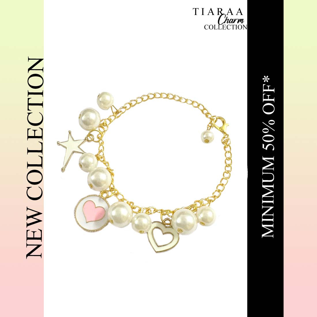 Pink Heart Multi Charm Bracelet