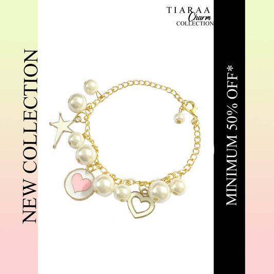 Pink Heart Multi Charm Bracelet