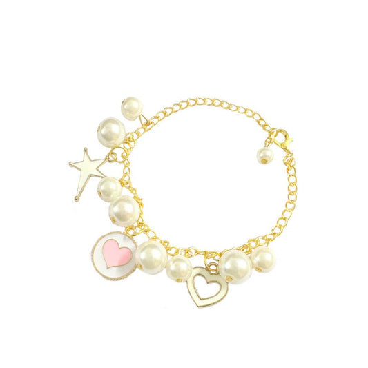Pink Heart Multi Charm Bracelet