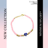 Pink Stone Heart Evil Eye Bracelet