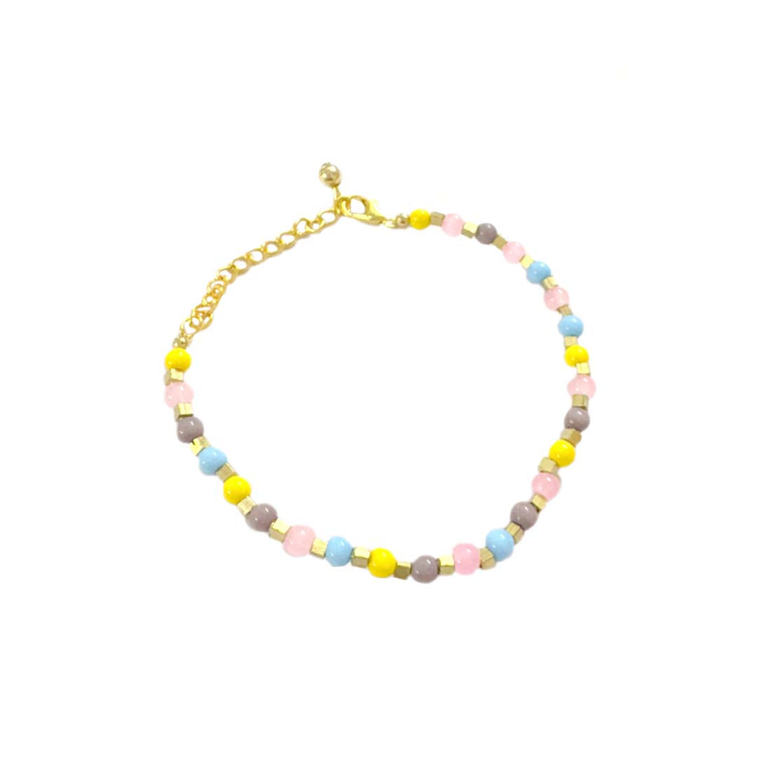 Pink Multicolor Golden Beaded  Bracelet