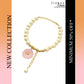 Pink Daisy Pearl Golden Charm Bracelet