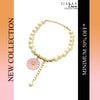 Pink Daisy Pearl Golden Charm Bracelet