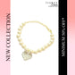White Heart Pearl Charm Bracelet