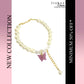 Magenta Butterfly Crystal Pearl Bracelet