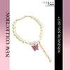 Magenta Butterfly Crystal Pearl Bracelet