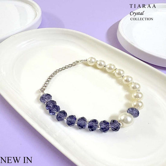 Purple Crystal Pearl SIlver Bracelet