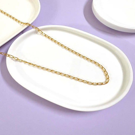 Golden Paper Clip Chain Necklace