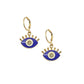 Dark Blue Evil Eye Stone Studded Golden Earrings