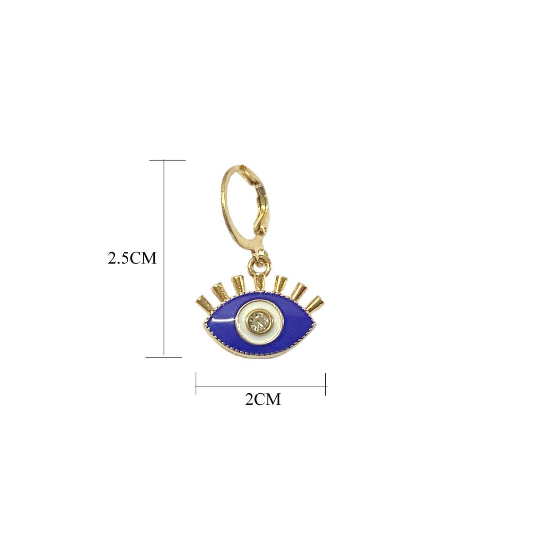 Dark Blue Evil Eye Stone Studded Golden Earrings