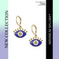 Dark Blue Evil Eye Stone Studded Golden Earrings