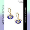 Dark Blue Evil Eye Stone Studded Golden Earrings