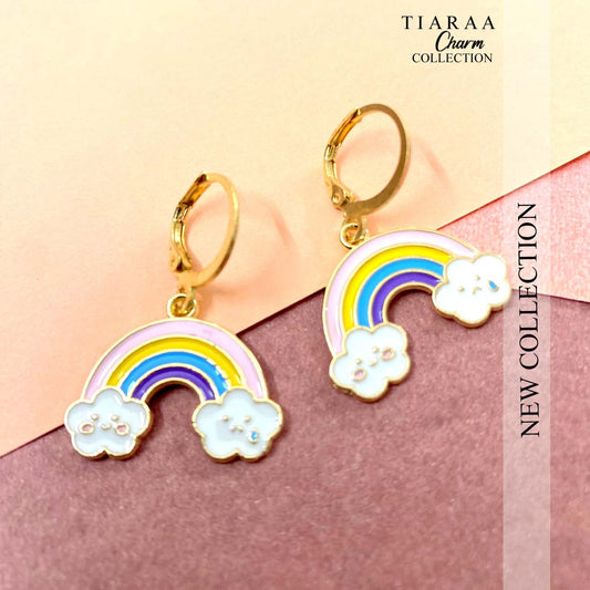 Multicolor Rainbow Golden Earrings