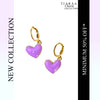 Purple Hanging Heart Charm Earrings