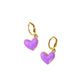 Purple Hanging Heart Charm Earrings