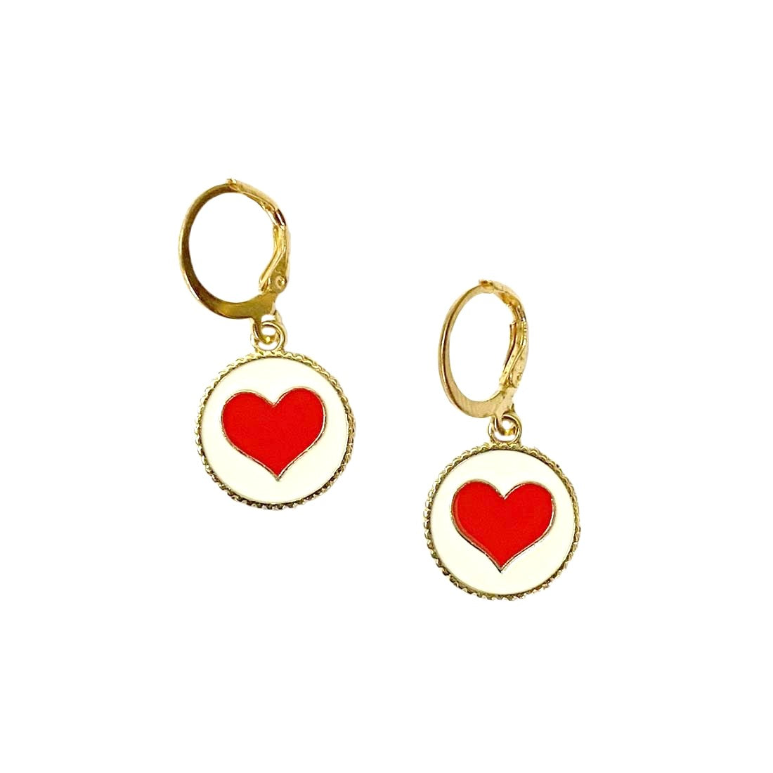 Red Heart Charm Earrings