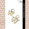 White  Butterfly Evil Eye Drop Golden Earrings