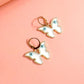 White  Butterfly Evil Eye Drop Golden Earrings